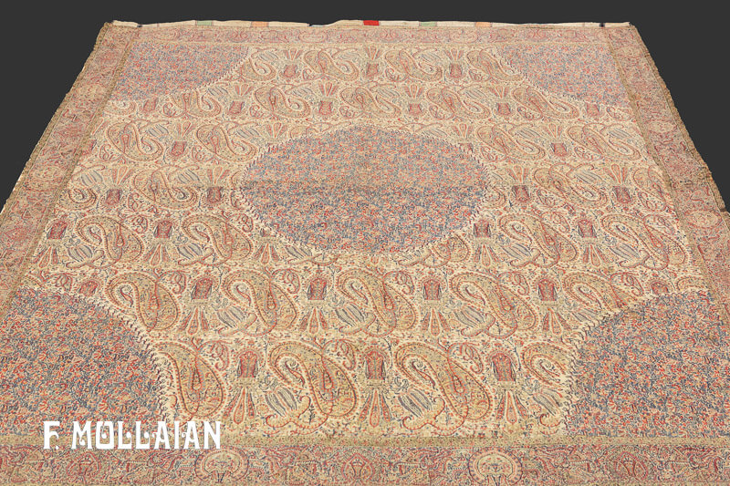 Antique Kashmir Silk Textile n°:64844388